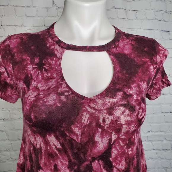 Mudd Tie Dye Maroon Fuschia Swing T-Shirt Size S - Picture 4 of 8
